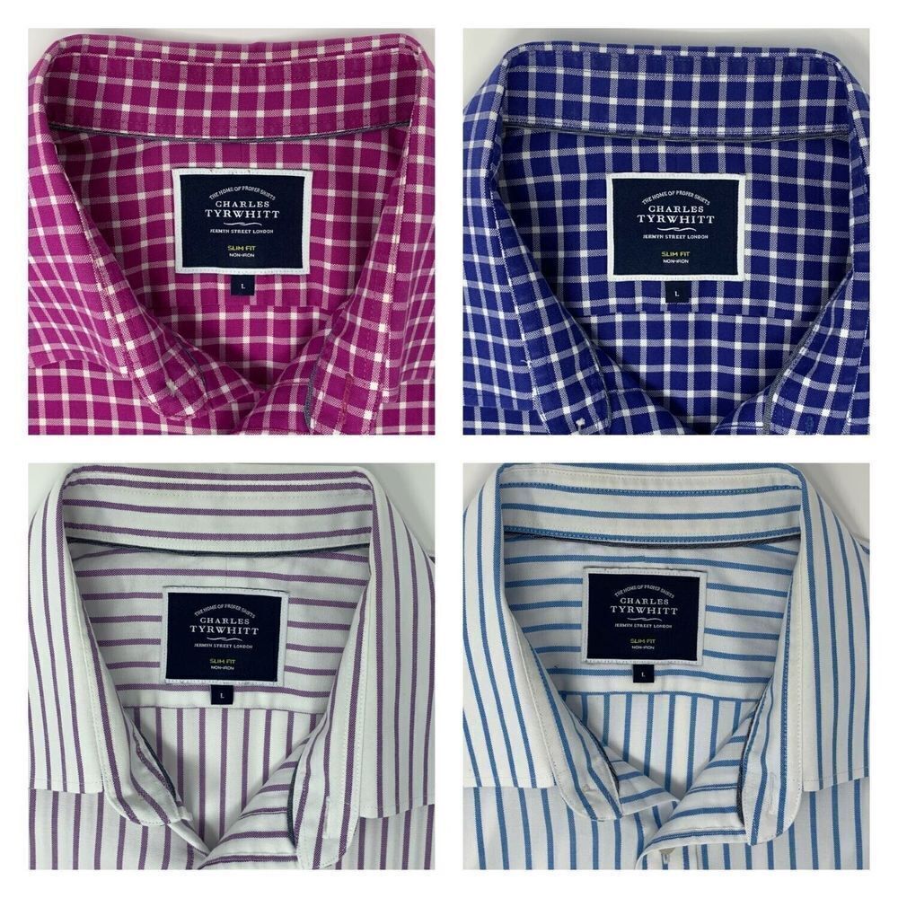 Charles Tyrwhitt Non Iron Slim Fit Men's Shirt Bundle of 4 Neck 16 1/2" 34/35"